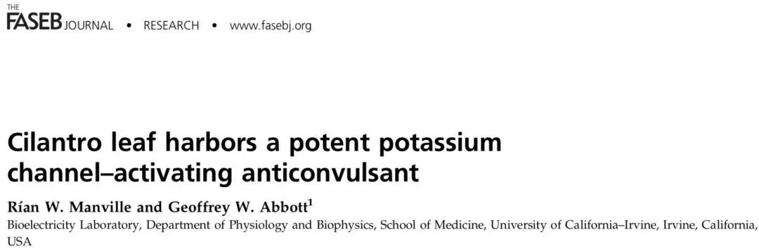 香菜作为中药治疗癫痫，被美国科学家的较新研究证实，研究揭示了香菜治疗癫痫的分子机制